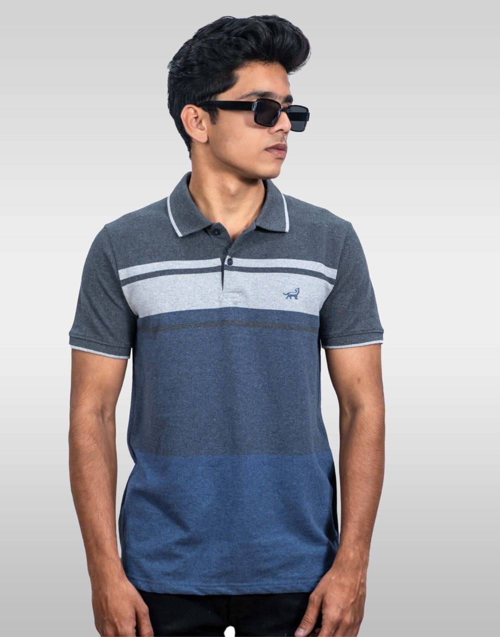 LYNX Men Cotton Relaxed Fit Striped T-Shirt ( White )     			LYNX Men Cotton Relaxed Fit Striped T-Shirt ( White )