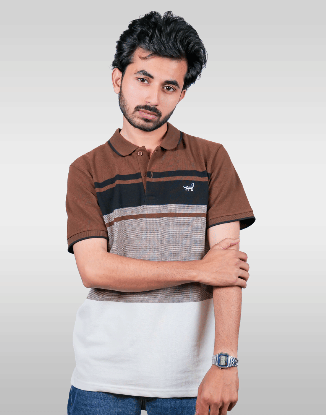 LYNX Men Cotton Relaxed Fit Striped T-Shirt ( Peach )     			LYNX Men Cotton Relaxed Fit Striped T-Shirt ( Peach )