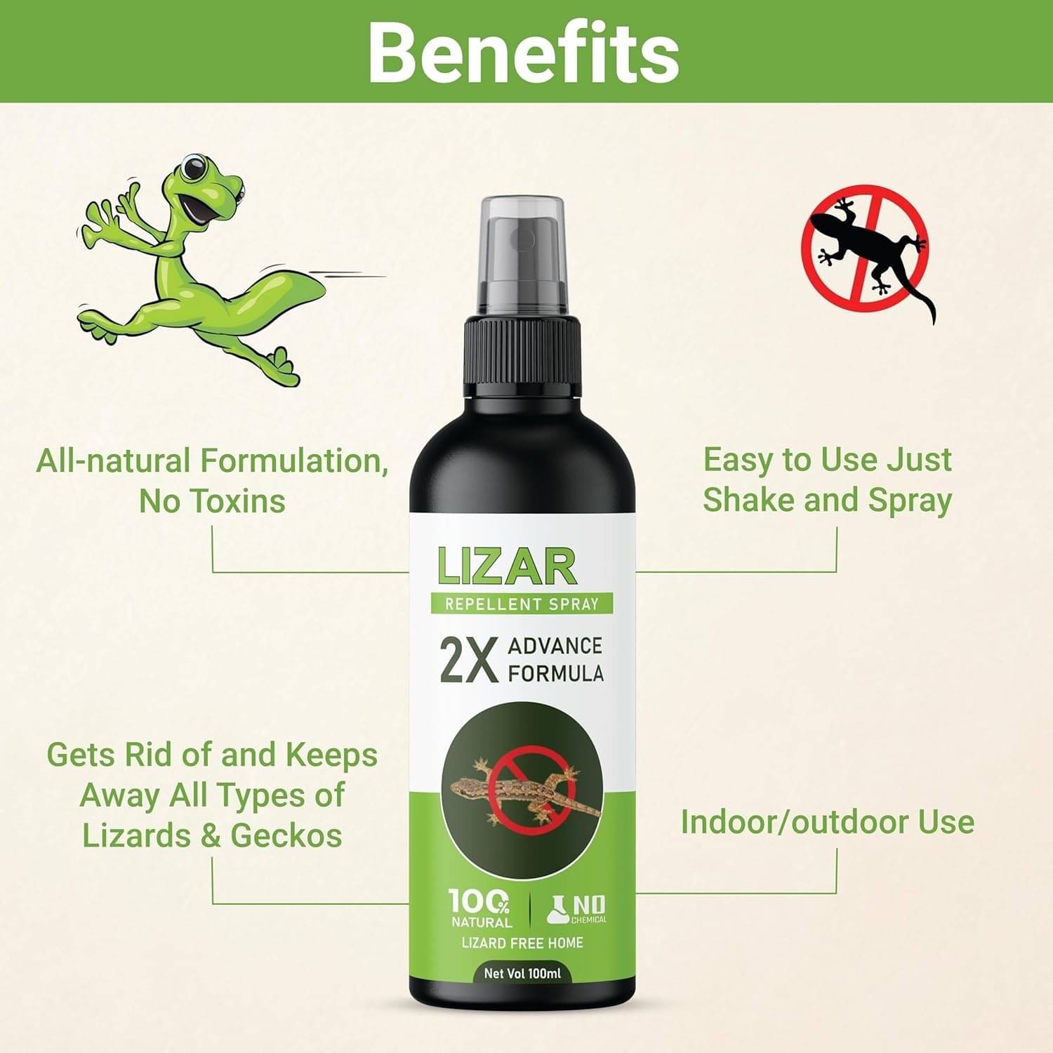     			Lizard Repellent Spray | Lizard Spray, Lizard Killer Odour Free Spray | Eco-Friendly & Biodegradable | Irritant-Free, For Home 100ML