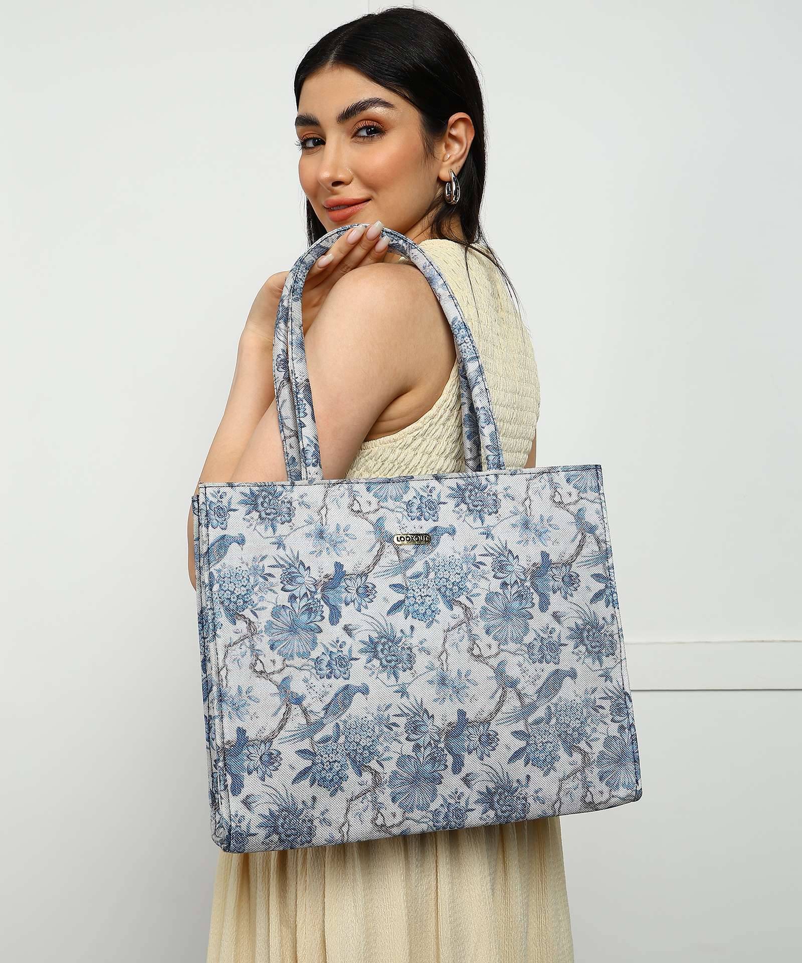     			Lookout Fashion Tote Bag Canvas Set of 1 ( Light Blue )