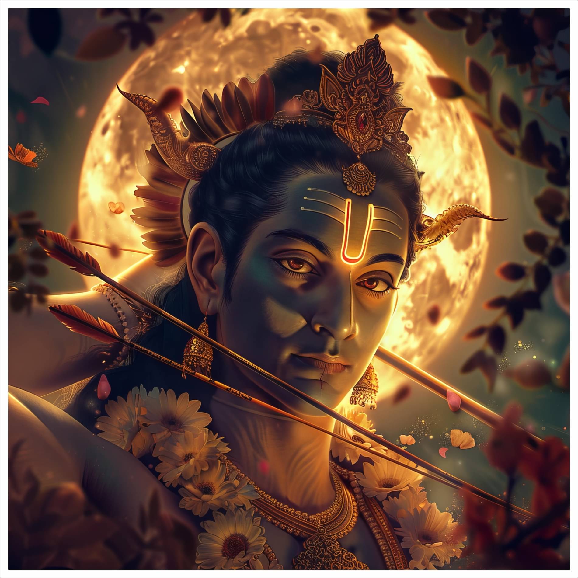 Lord Ram Divine Moonlight Vinyl Wall Sticker | 18x18 Inches Spiritual Wall Art for Home & Temple     			Lord Ram Divine Moonlight Vinyl Wall Sticker | 18x18 Inches Spiritual Wall Art for Home & Temple