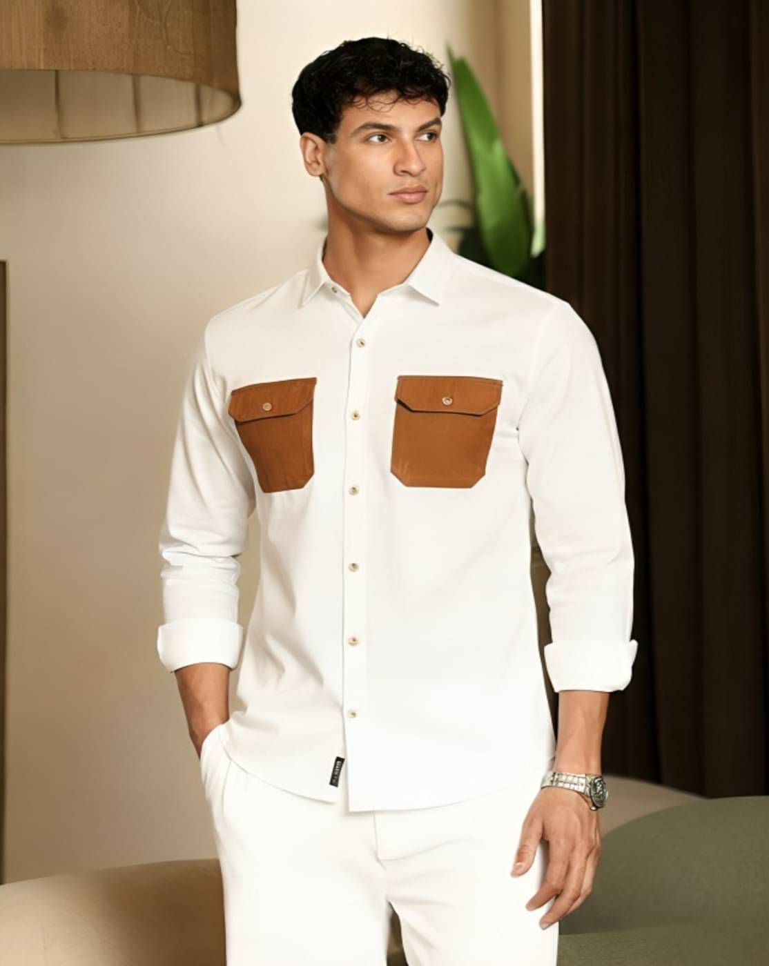 MAYKR Cotton Blend Regular Fit Solids Full Sleeves Men's Casual Shirt - White ( Pack of 1 )     			MAYKR Cotton Blend Regular Fit Solids Full Sleeves Men's Casual Shirt - White ( Pack of 1 )