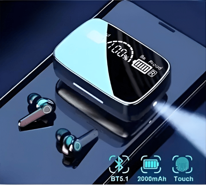     			MECROLINK m19 Earbuds Touch Waterproof LED Digital Display Bluetooth  (Black, True Wireless)