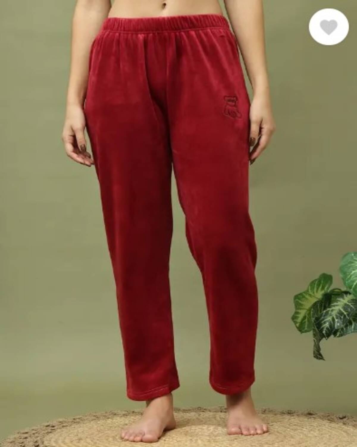     			MISS MEBINO Velvet Solid Women Pyjama ( Maroon )