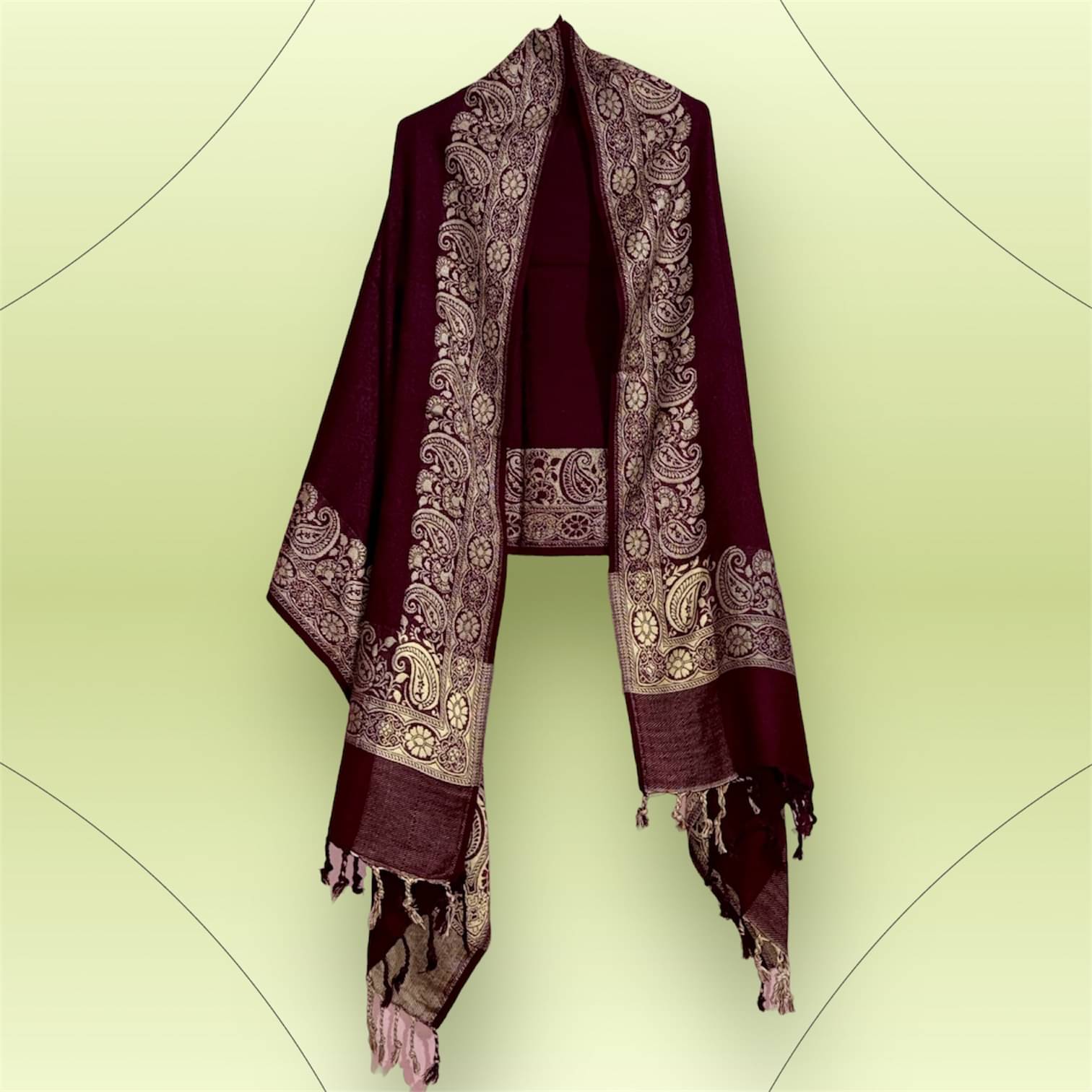     			Mk weaves Maroon Self Design Shawl - ( Pack of 1 )