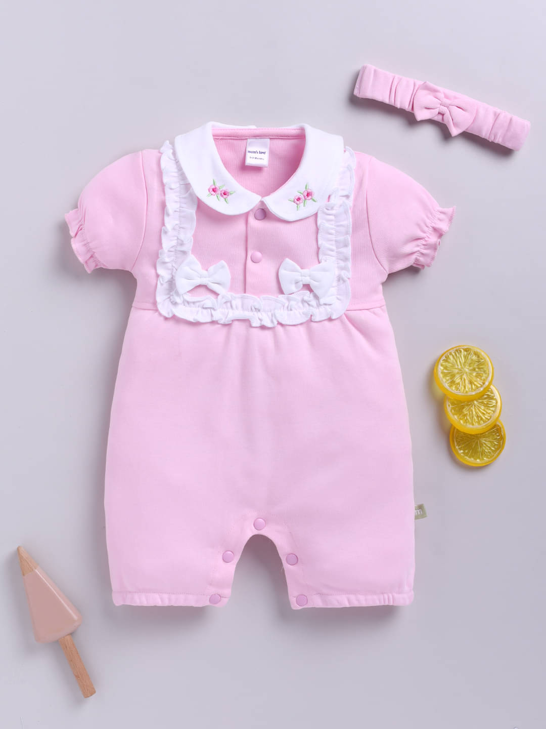 Mom's Love Pack of 1 Baby Girls Cotton Rompers ( Pink )     			Mom's Love Pack of 1 Baby Girls Cotton Rompers ( Pink )