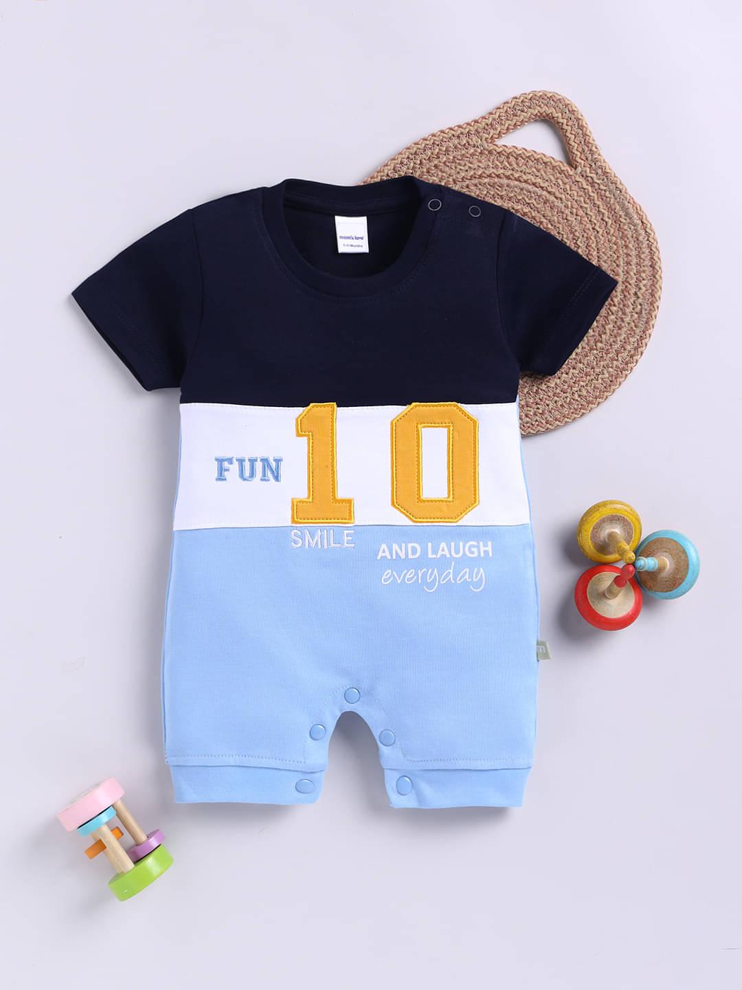 Mom's Love Pack of 1 Baby Boys Cotton Rompers ( Navy )     			Mom's Love Pack of 1 Baby Boys Cotton Rompers ( Navy )