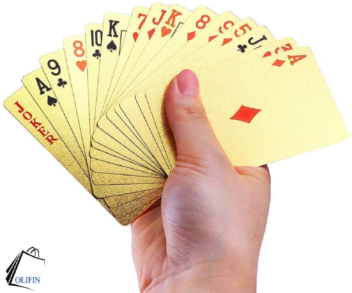     			OLIFIN 24 K Gold Plated Poker Playing Colored Cards (American Dollar) Pack of 1