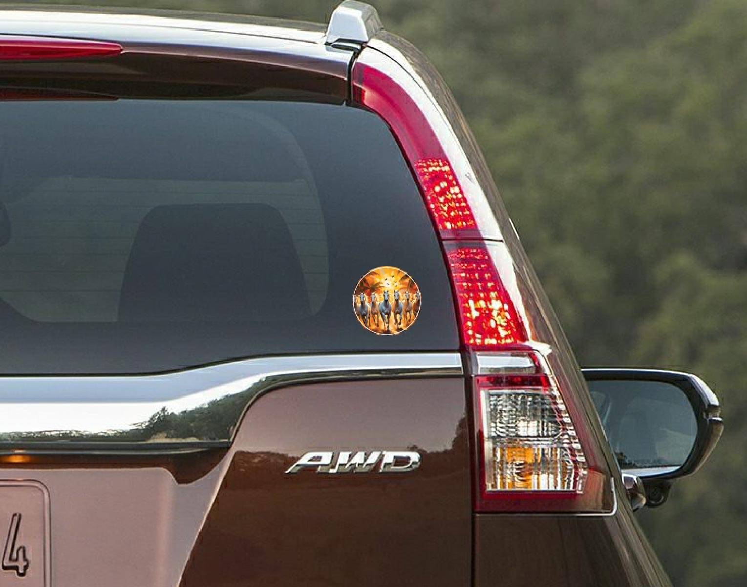 PEACOCKRIDE 7 Horses Vastu I Seven Horses Vasturt I White Running Horses Vastu with Rising Sun I Car Window Sticker ( PVC Vinyl )     			PEACOCKRIDE 7 Horses Vastu I Seven Horses Vasturt I White Running Horses Vastu with Rising Sun I Car Window Sticker ( PVC Vinyl )