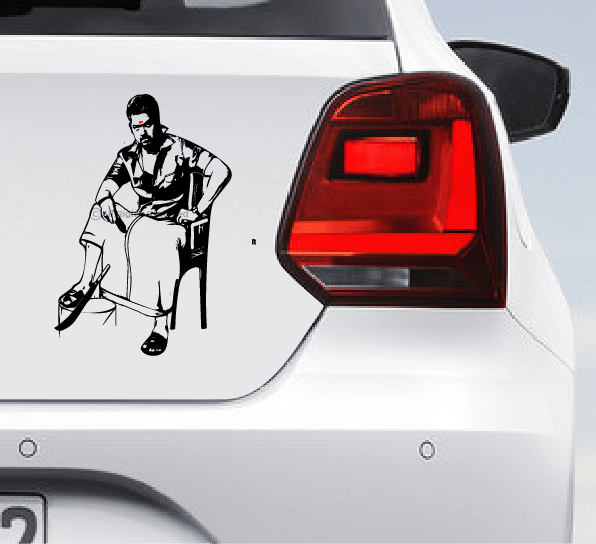 PEACOCKRIDE Bikil Vijay I Thalapathy Vijay I Car Bumper Sticker ( PVC Vinyl )     			PEACOCKRIDE Bikil Vijay I Thalapathy Vijay I Car Bumper Sticker ( PVC Vinyl )