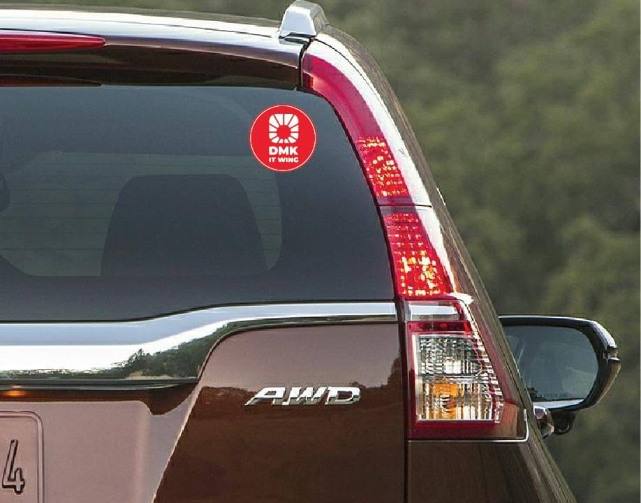 PEACOCKRIDE DMK IT Wing I Dravida Munnetra Kazhagam I DMK I Car Window Sticker ( PVC Vinyl )     			PEACOCKRIDE DMK IT Wing I Dravida Munnetra Kazhagam I DMK I Car Window Sticker ( PVC Vinyl )