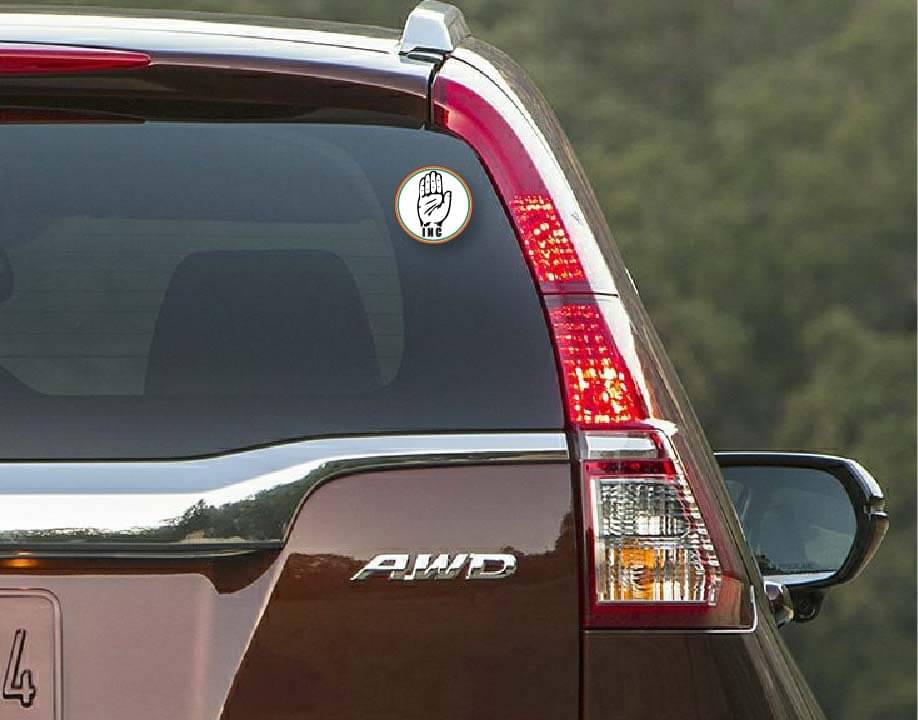 PEACOCKRIDE Indian National Congress Party I INC I Political I Car Window Sticker ( PVC Vinyl )     			PEACOCKRIDE Indian National Congress Party I INC I Political I Car Window Sticker ( PVC Vinyl )