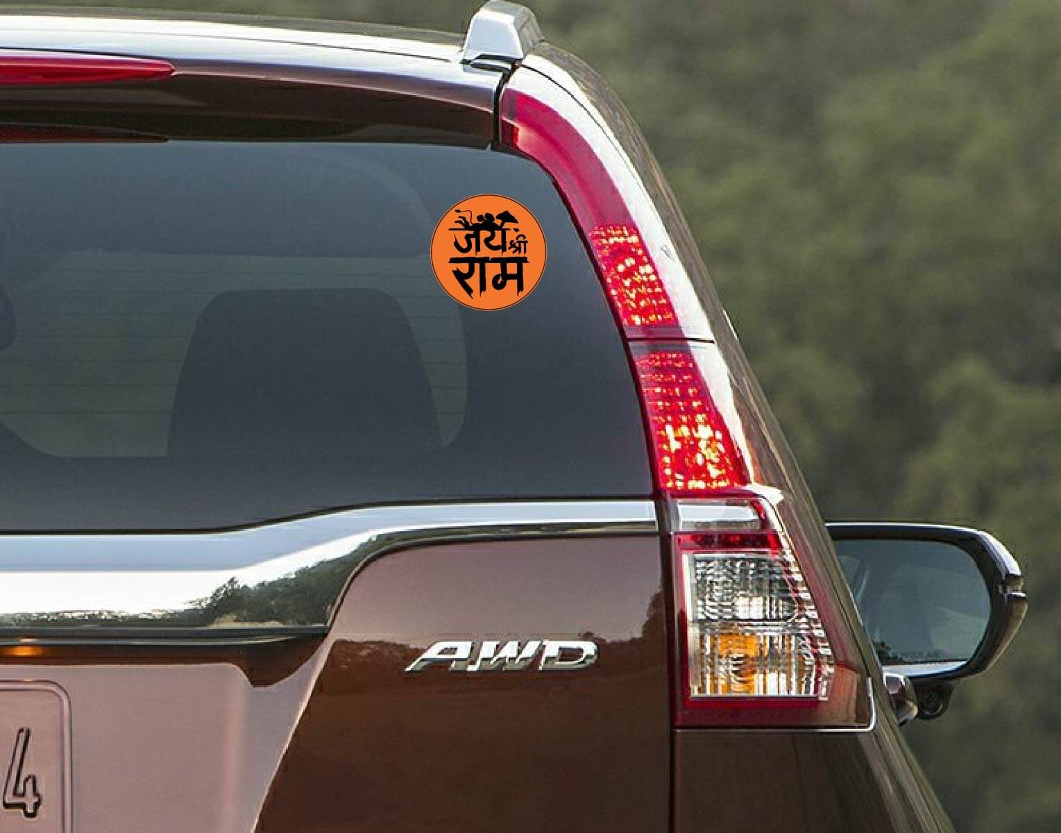 PEACOCKRIDE Lord Hanuman I Jai Sri Ram I Hindi Quotes I Car Window Sticker ( PVC Vinyl )     			PEACOCKRIDE Lord Hanuman I Jai Sri Ram I Hindi Quotes I Car Window Sticker ( PVC Vinyl )