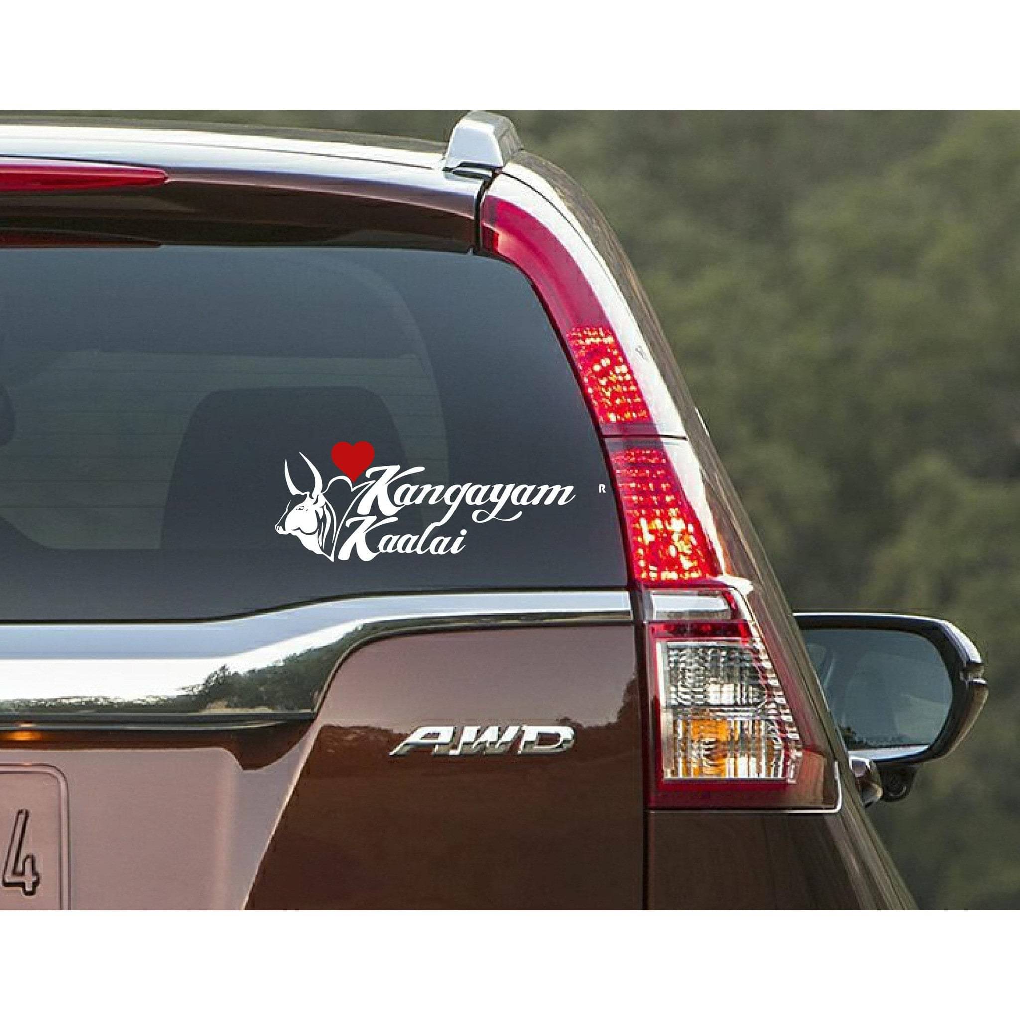 PEACOCKRIDE Love Kangayam Kaalai Car Window Decal White ( PVC Vinyl )     			PEACOCKRIDE Love Kangayam Kaalai Car Window Decal White ( PVC Vinyl )