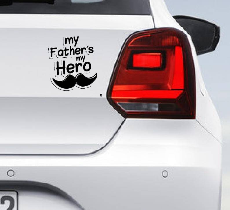 PEACOCKRIDE My Father's My Hero I My Day is My Hero I Relationship I Love I Car Bumper Sticker ( PVC Vinyl )     			PEACOCKRIDE My Father's My Hero I My Day is My Hero I Relationship I Love I Car Bumper Sticker ( PVC Vinyl )