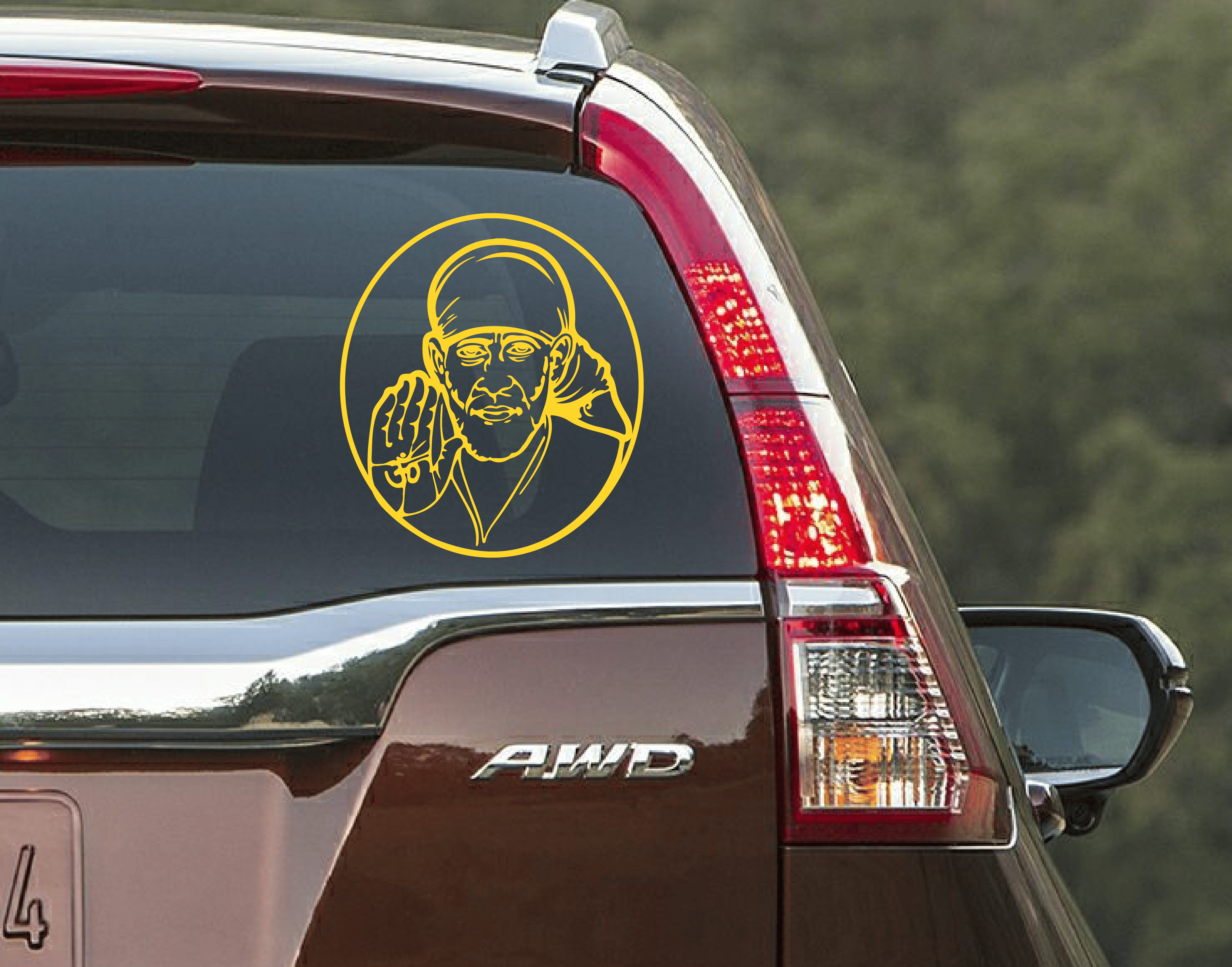     			PEACOCKRIDE Sai Baba Car Window Decal ( PVC Vinyl )