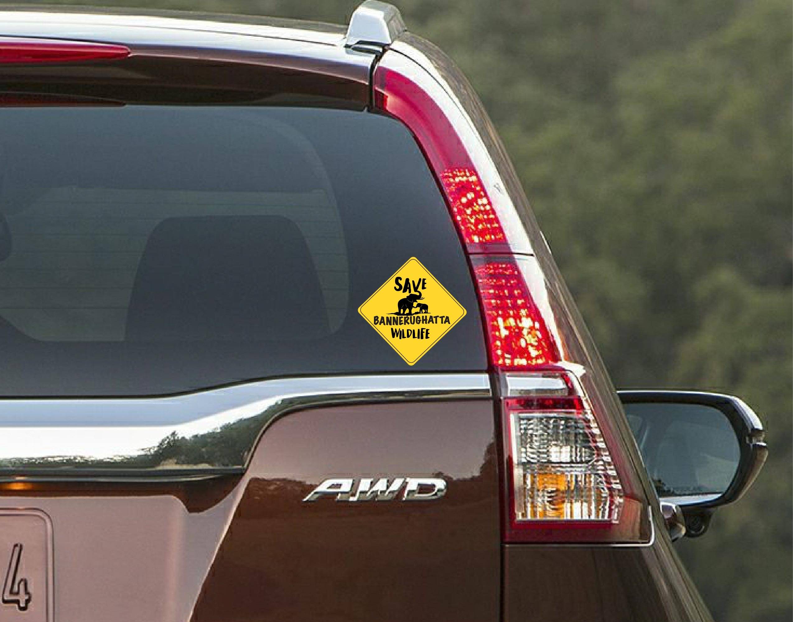 PEACOCKRIDE Save Bannerughatta Wild Life I Save Elephant I Forest I Environmental I Car Window Sticker ( PVC Vinyl )     			PEACOCKRIDE Save Bannerughatta Wild Life I Save Elephant I Forest I Environmental I Car Window Sticker ( PVC Vinyl )