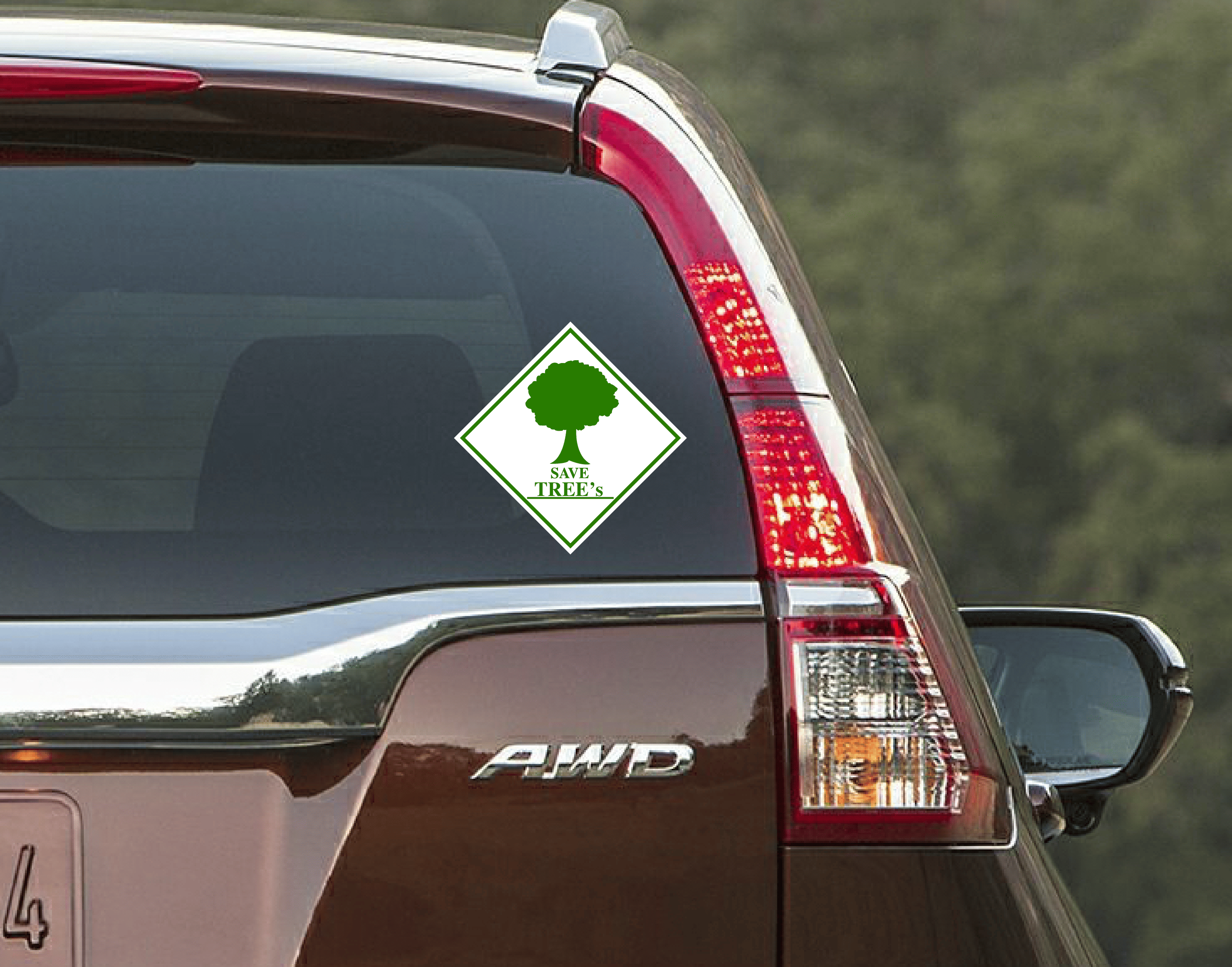     			PEACOCKRIDE Save Trees Car Window Decal White ( PVC Vinyl )