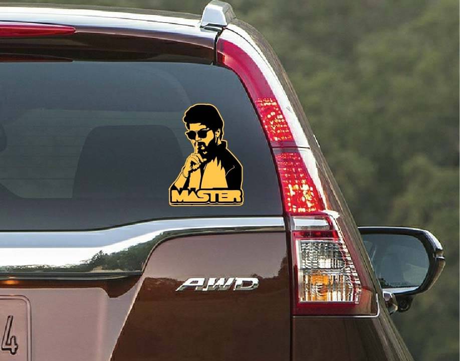 PEACOCKRIDE Thalapathy Vijay I Master Car Window Decal ( PVC Vinyl )     			PEACOCKRIDE Thalapathy Vijay I Master Car Window Decal ( PVC Vinyl )
