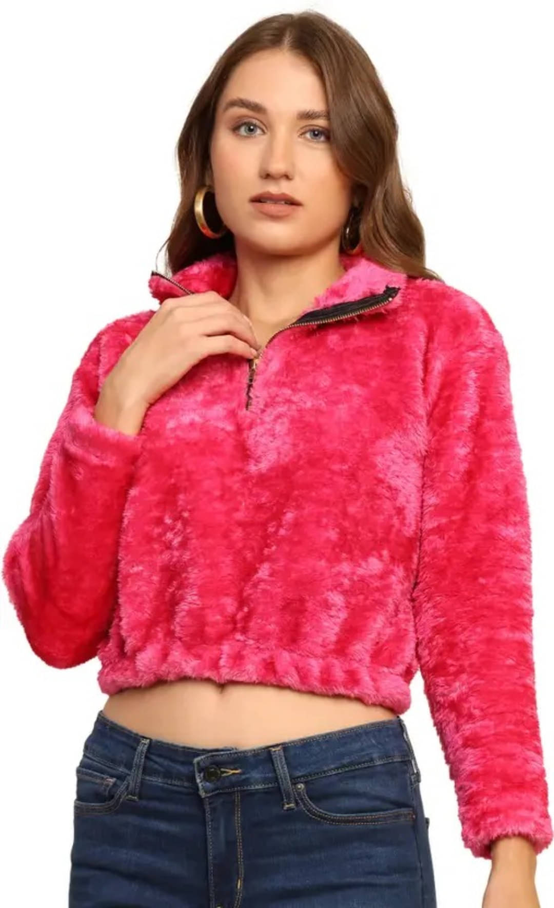 PERSONALITEE Women Shirt Collar Sherpa Jacket ( Pink ) PERSONALITEE Women Shirt Collar Sherpa Jacket ( Pink )