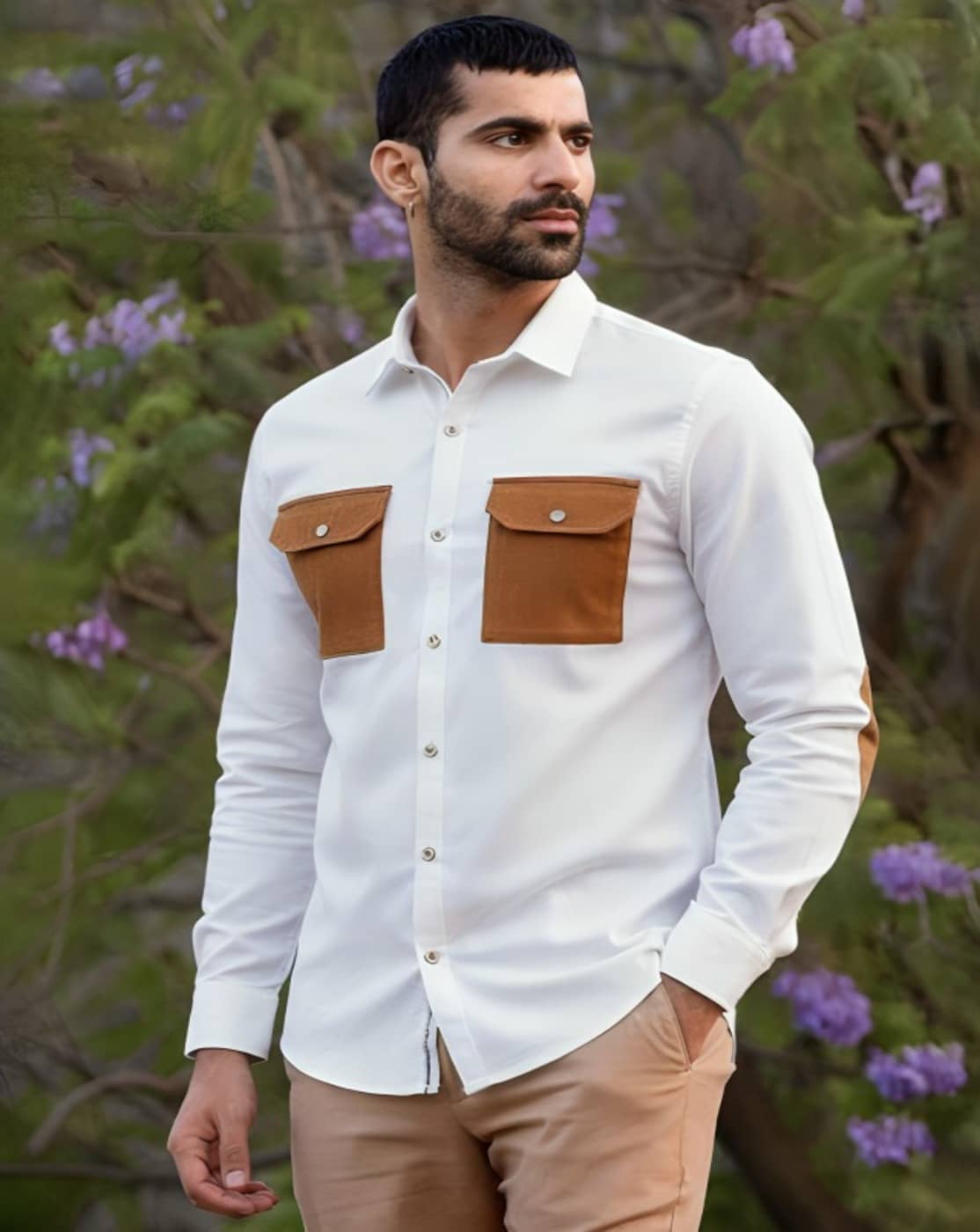 PLUS PARADISE Cotton Blend Regular Fit Solids Full Sleeves Men's Casual Shirt - White ( Pack of 1 )
