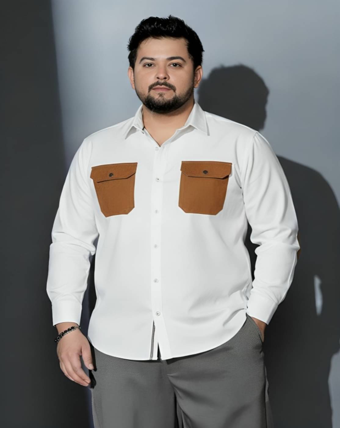 PLUS PARADISE Cotton Blend Regular Fit Solids Full Sleeves Men's Casual Shirt - White ( Pack of 1 )     			PLUS PARADISE Cotton Blend Regular Fit Solids Full Sleeves Men's Casual Shirt - White ( Pack of 1 )