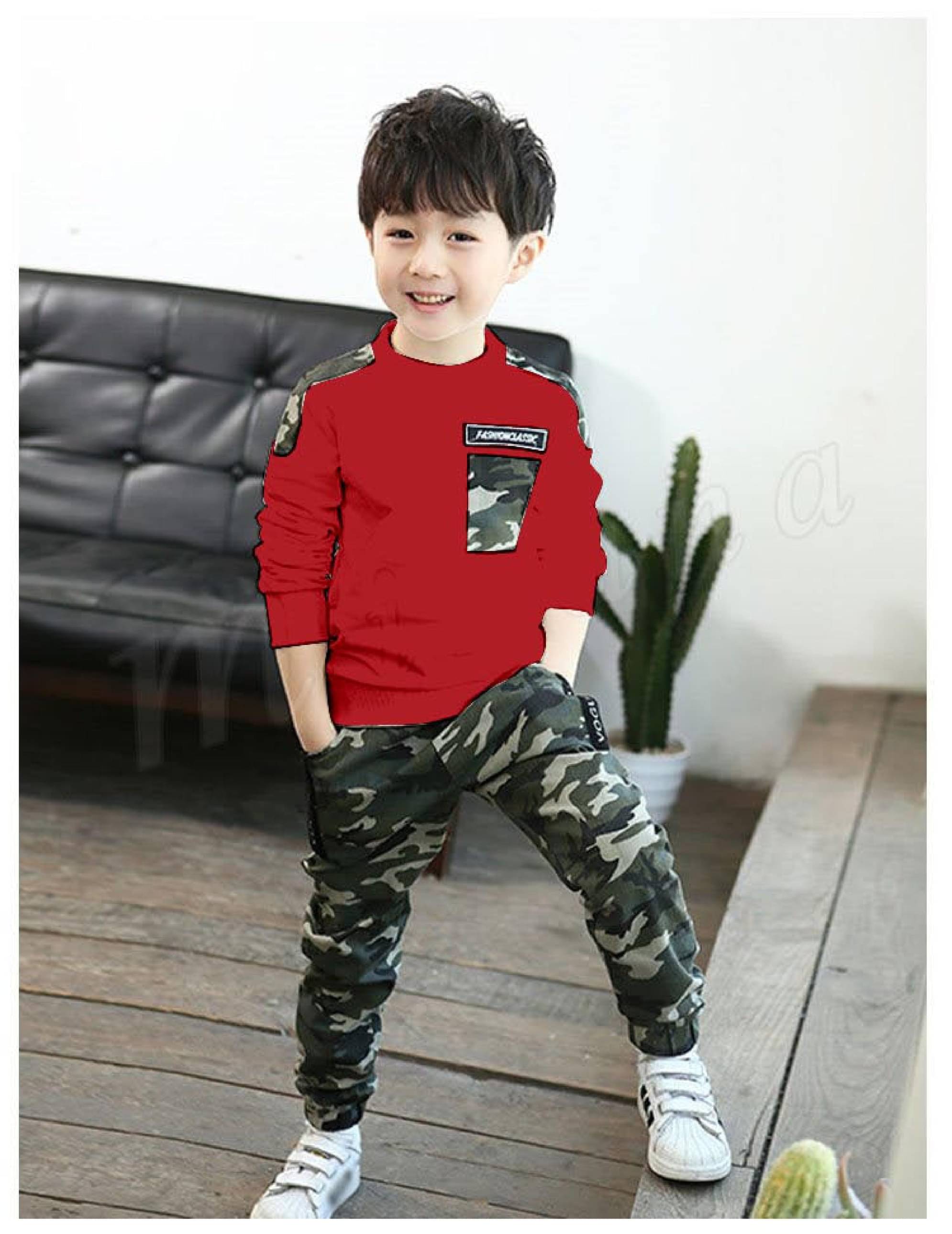 PURPLE SKY Pack of 1 Boys Cotton Blend T-Shirt & Capris Set ( Red ) PURPLE SKY Pack of 1 Boys Cotton Blend T-Shirt & Capris Set ( Red )