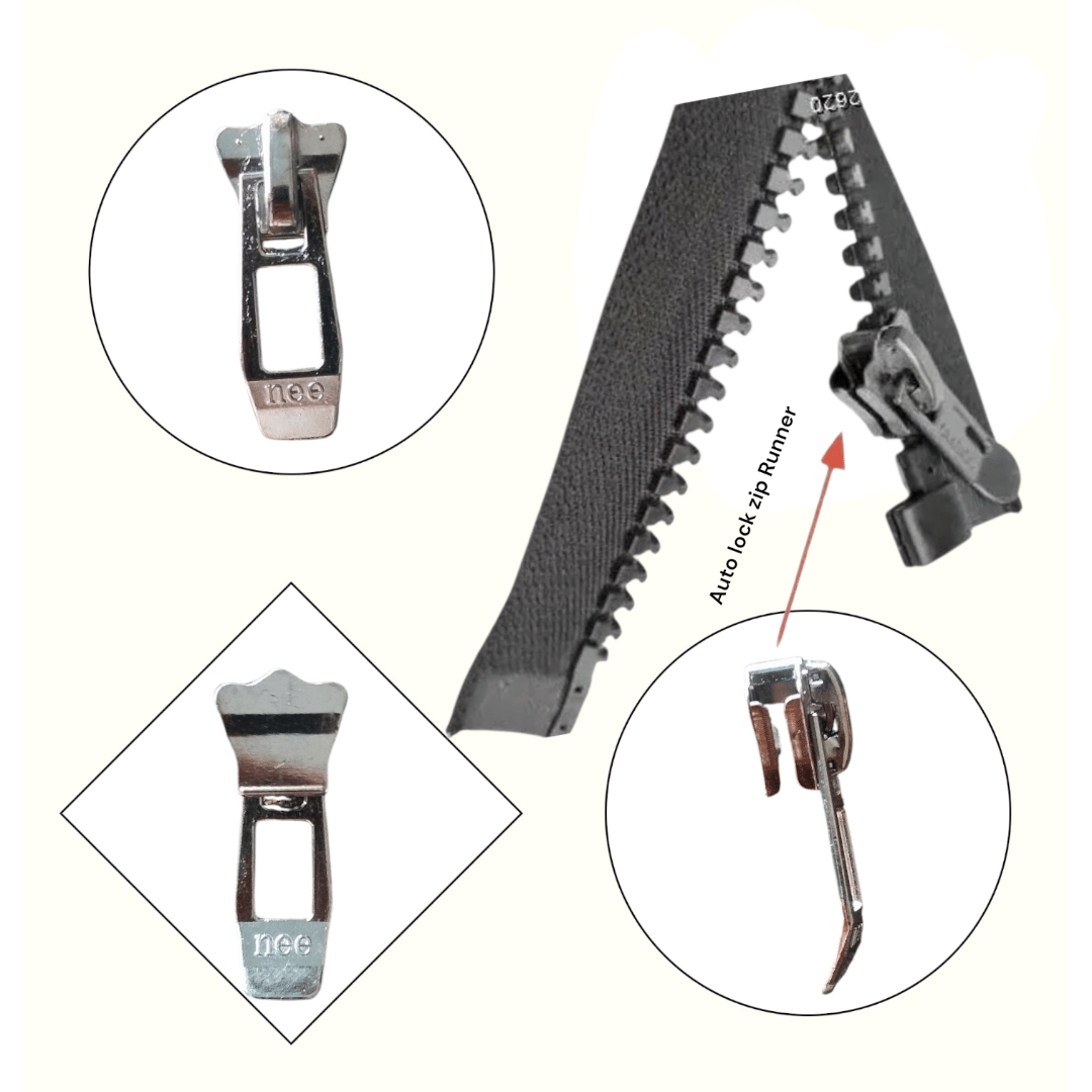     			(Pack of 50) Premium Auto Lock Zip Runner for Jacket, Bag & Hoodie – Metal Zipper Slider (Pack of 10)