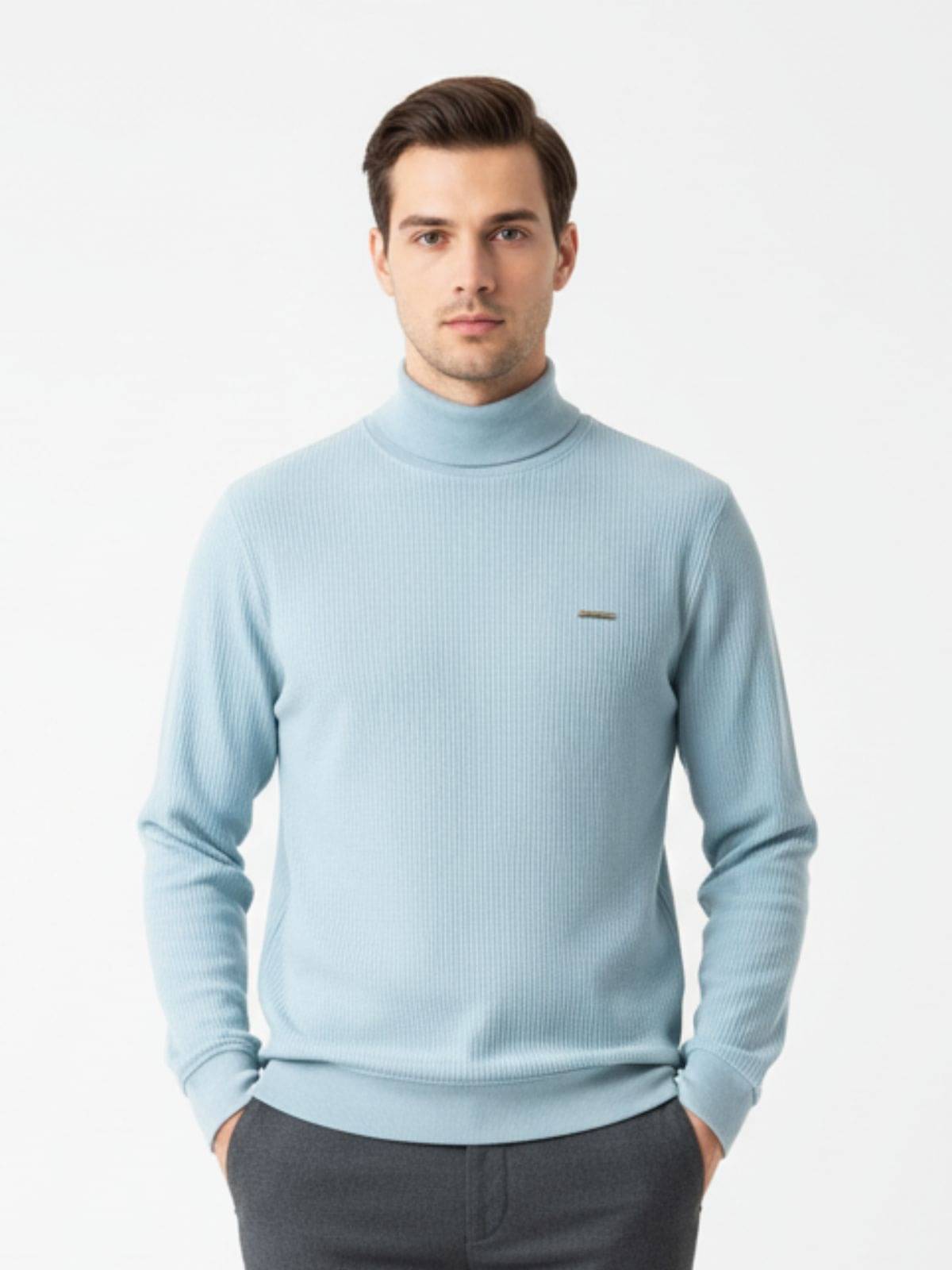 ParcelYard Cotton Blend High Neck Men's Full Sleeves Pullover Sweater - Navy Blue ( Pack of 1 )     			ParcelYard Cotton Blend High Neck Men's Full Sleeves Pullover Sweater - Navy Blue ( Pack of 1 )