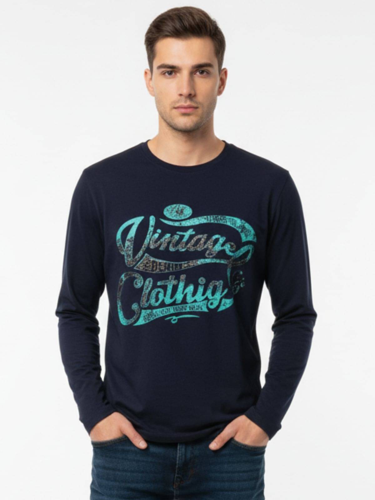 ParcelYard Cotton Blend Round Neck Men's Sweatshirt - Navy ( Pack of 1 ) ParcelYard Cotton Blend Round Neck Men's Sweatshirt - Navy ( Pack of 1 )