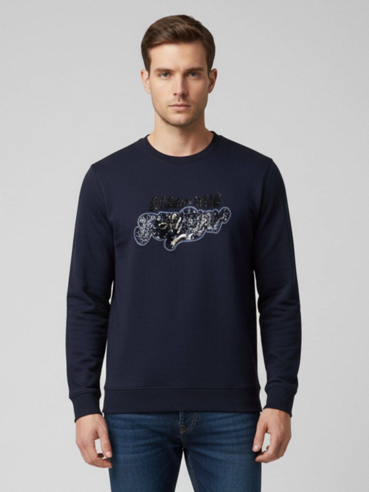 ParcelYard Cotton Blend Round Neck Men's Sweatshirt - Navy ( Pack of 1 ) ParcelYard Cotton Blend Round Neck Men's Sweatshirt - Navy ( Pack of 1 )