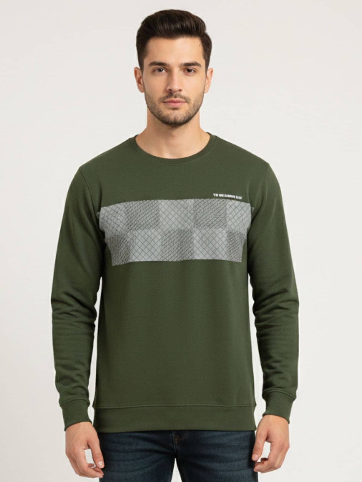 ParcelYard Cotton Blend Round Neck Men's Sweatshirt - Olive ( Pack of 1 ) ParcelYard Cotton Blend Round Neck Men's Sweatshirt - Olive ( Pack of 1 )
