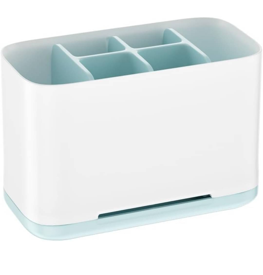 Plastic Multipurpose Storage Holder Stand for Bathroom Toothbrush Tongue Cleaner Soap Comb Razor Shaving Kit and Toiletries Cosmetics Organizer     			Plastic Multipurpose Storage Holder Stand for Bathroom Toothbrush Tongue Cleaner Soap Comb Razor Shaving Kit and Toiletries Cosmetics Organizer
