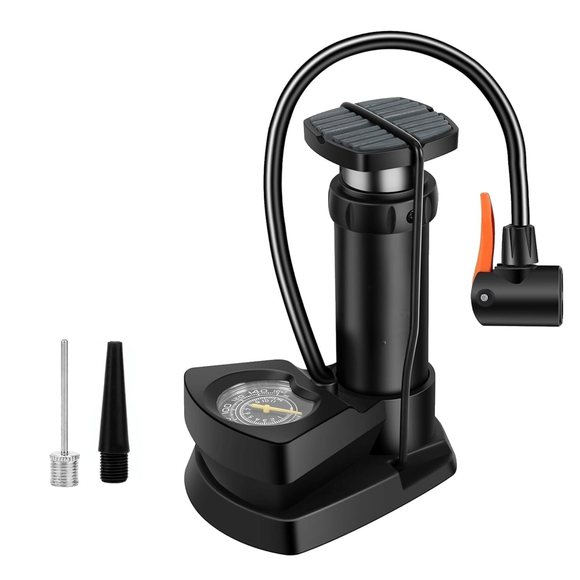 Professional Portable Bicycle Foot Pump with Pressure Gauge - Floor Mount Professional Portable Bicycle Foot Pump with Pressure Gauge - Floor Mount