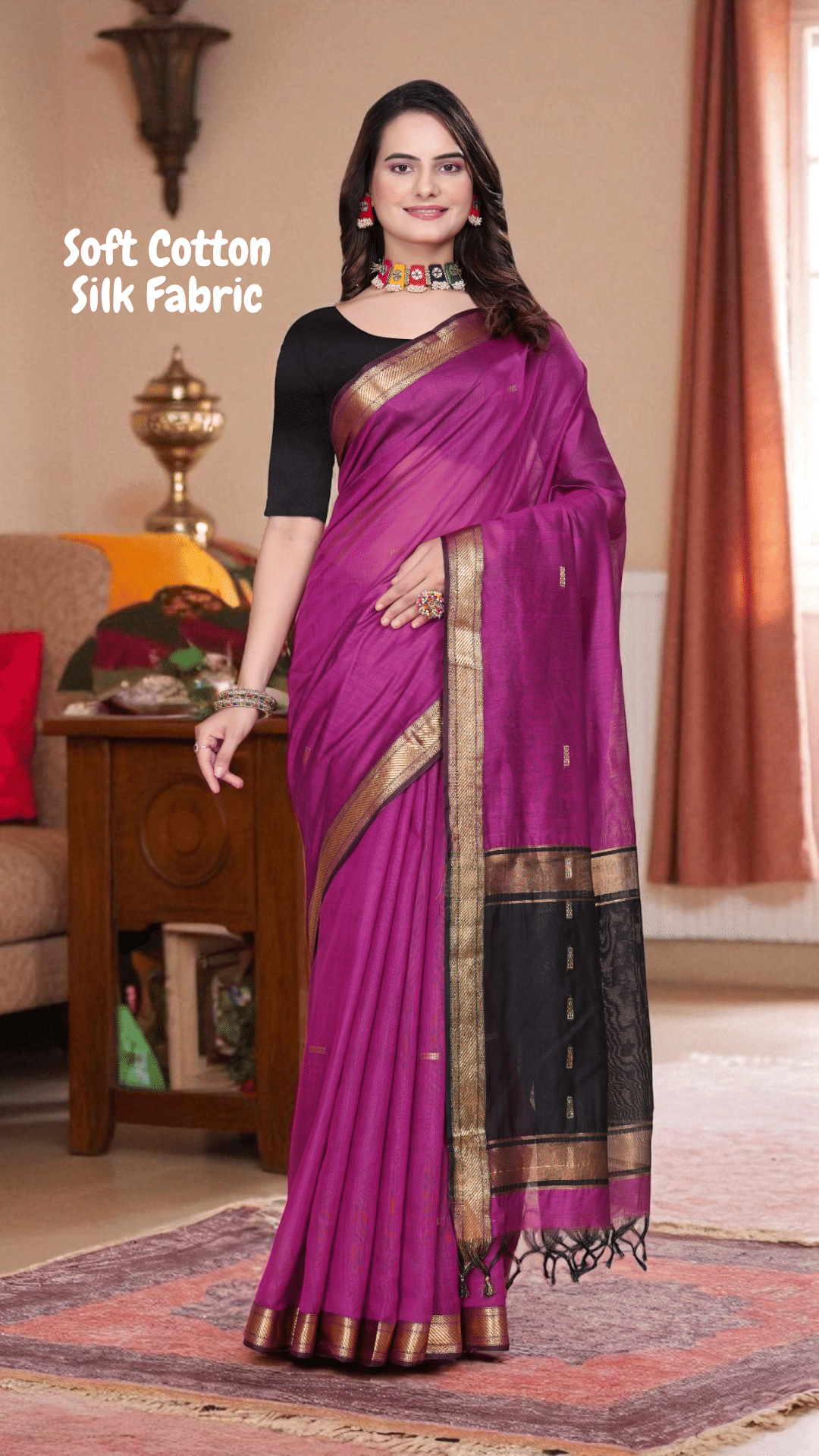REKNIT Cotton Silk Woven Design Maheshwari Saree With Unstitched Blouse Piece ( Pink ) REKNIT Cotton Silk Woven Design Maheshwari Saree With Unstitched Blouse Piece ( Pink )