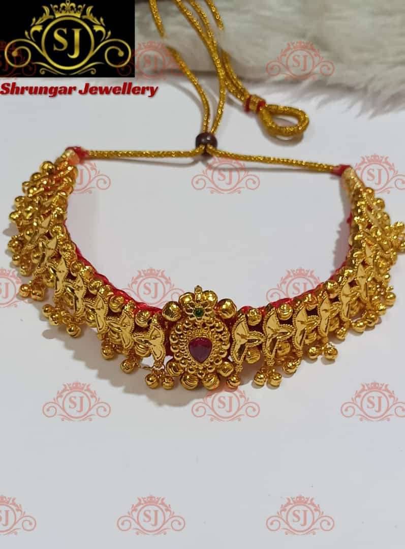     			SAJSHRUNGAR JEWELLERY Golden Copper Necklace Set ( Pack of 1 )