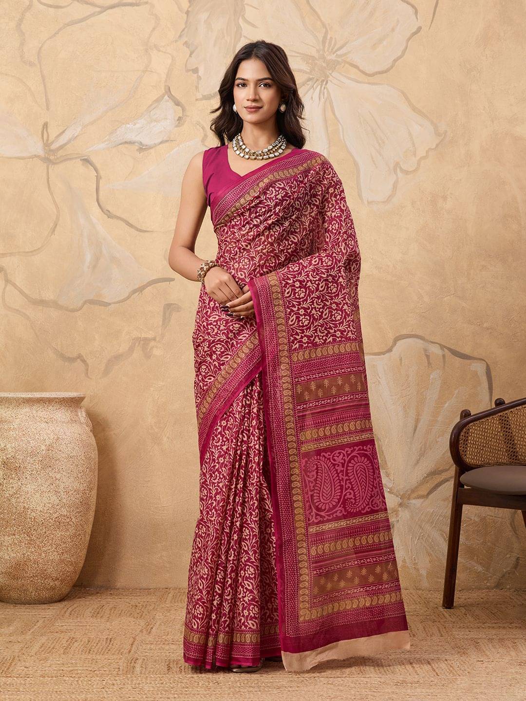 SHANVIKA Cotton Printed Sambalpuri Saree Without Blouse Piece ( Pink ) SHANVIKA Cotton Printed Sambalpuri Saree Without Blouse Piece ( Pink )