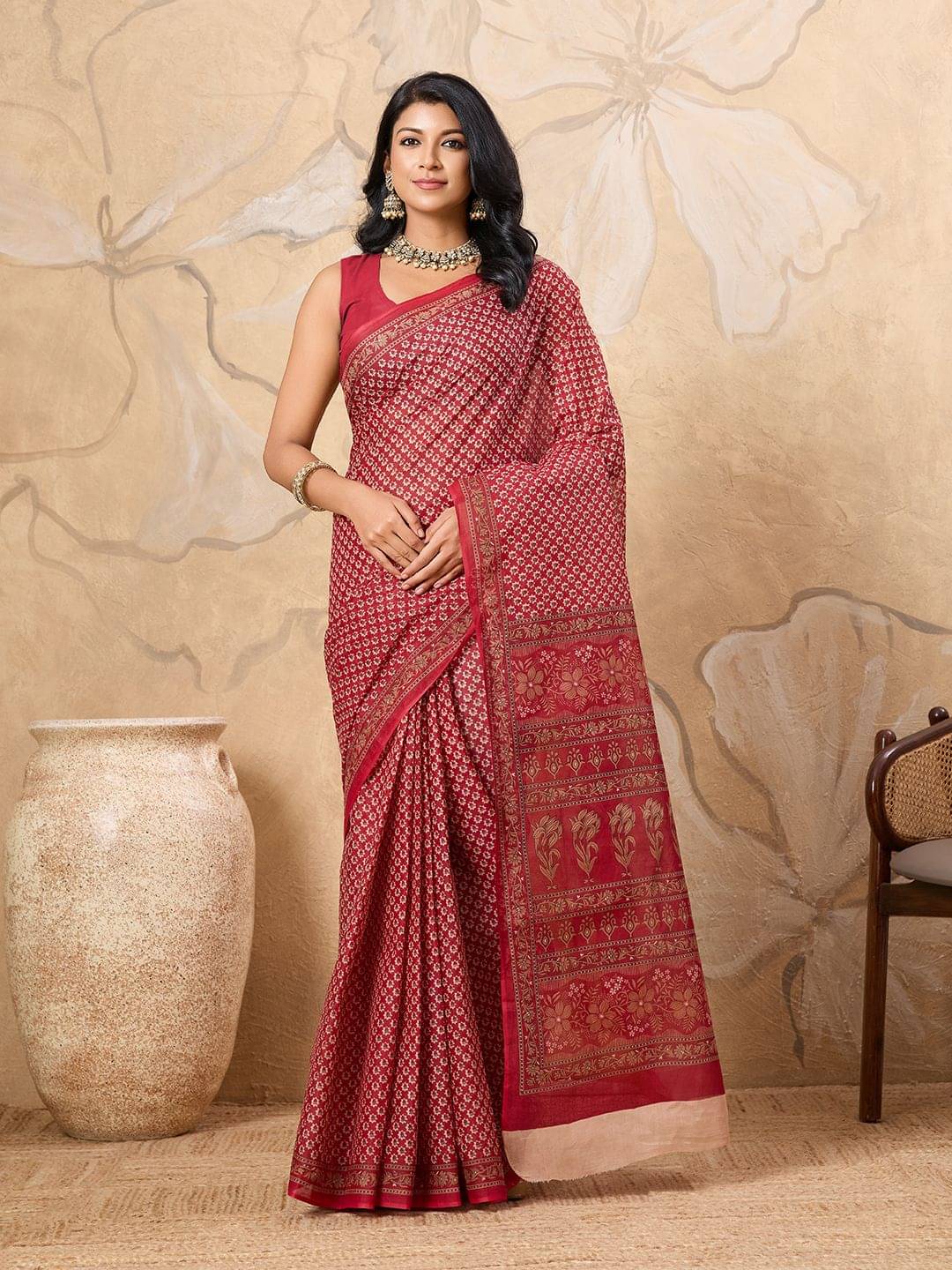 SHANVIKA Cotton Printed Sambalpuri Saree Without Blouse Piece ( Red ) SHANVIKA Cotton Printed Sambalpuri Saree Without Blouse Piece ( Red )