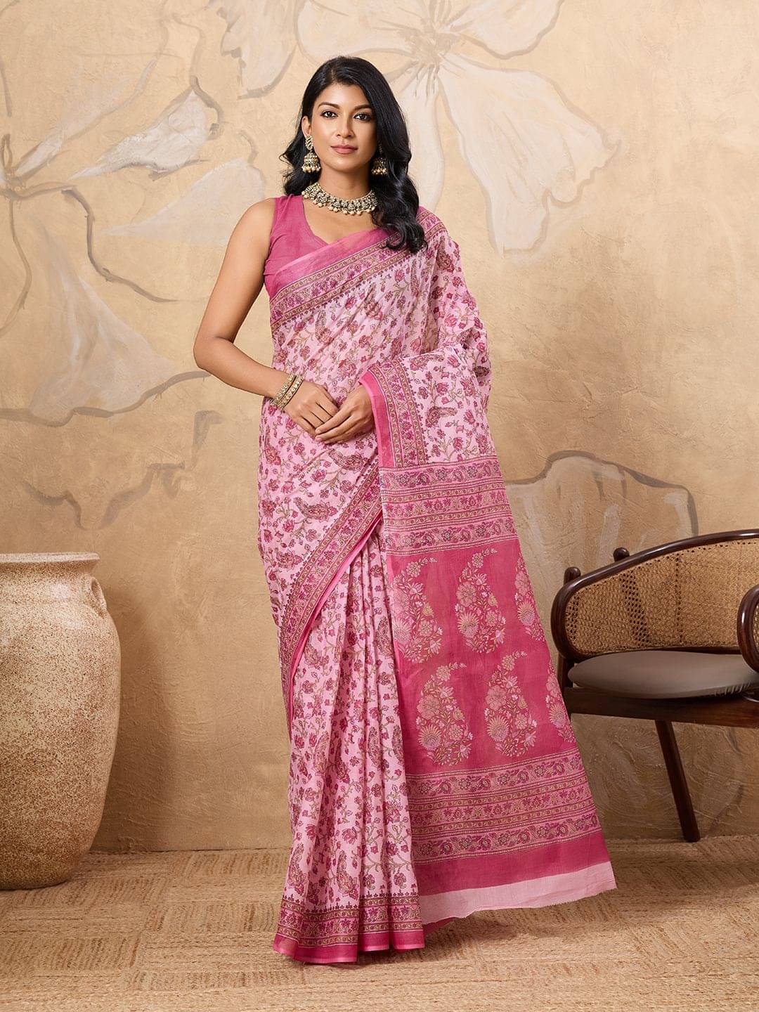 SHANVIKA Cotton Printed Sambalpuri Saree Without Blouse Piece ( Pink ) SHANVIKA Cotton Printed Sambalpuri Saree Without Blouse Piece ( Pink )