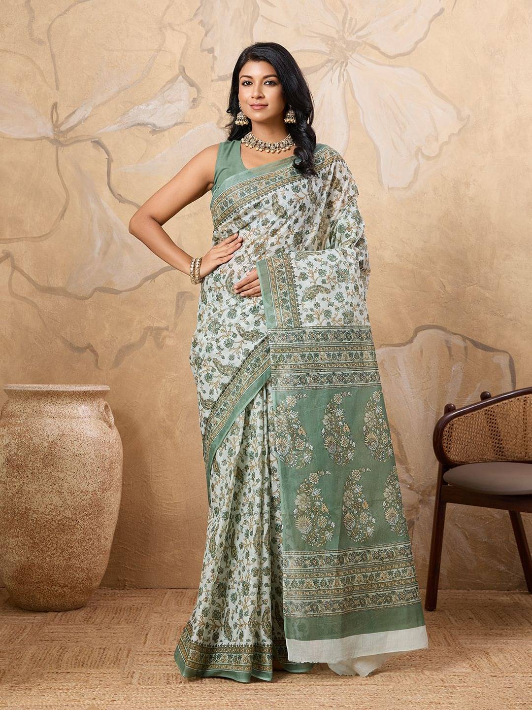     			SHANVIKA Cotton Printed Sambalpuri Saree Without Blouse Piece ( Green )