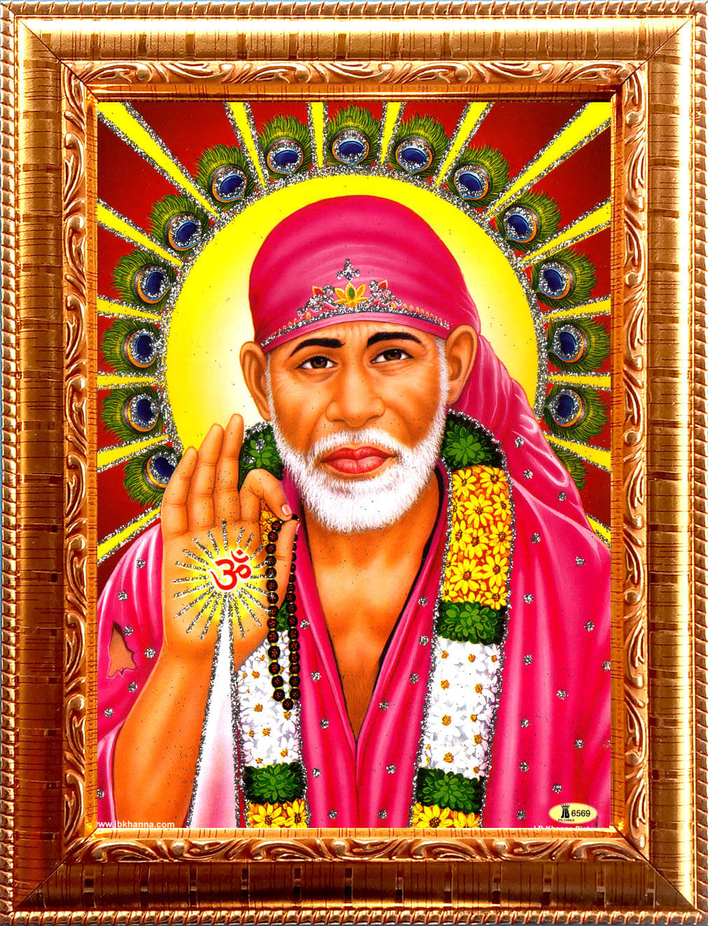 SHIRDI SAIN BABA Golden Photo Frame with 6.75 inch (Width) x 8.75 inch (Length) inch Photo fitted With Wall Hanging Mount SHIRDI SAIN BABA Golden Photo Frame with 6.75 inch (Width) x 8.75 inch (Length) inch Photo fitted With Wall Hanging Mount