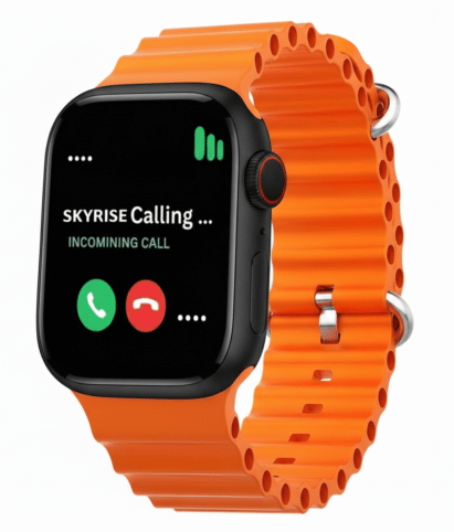     			SKYRISE Limited Edition Smartwatch | Heart Rate | Steps | Wireless Charging Smartwatch (Orange Strap, 2.09 Inch Big Sunlight Proof Display)