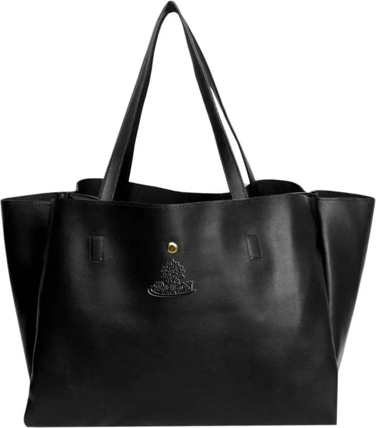     			Sagiron Tote Bag Artificial Leather Set of 1 ( Black )