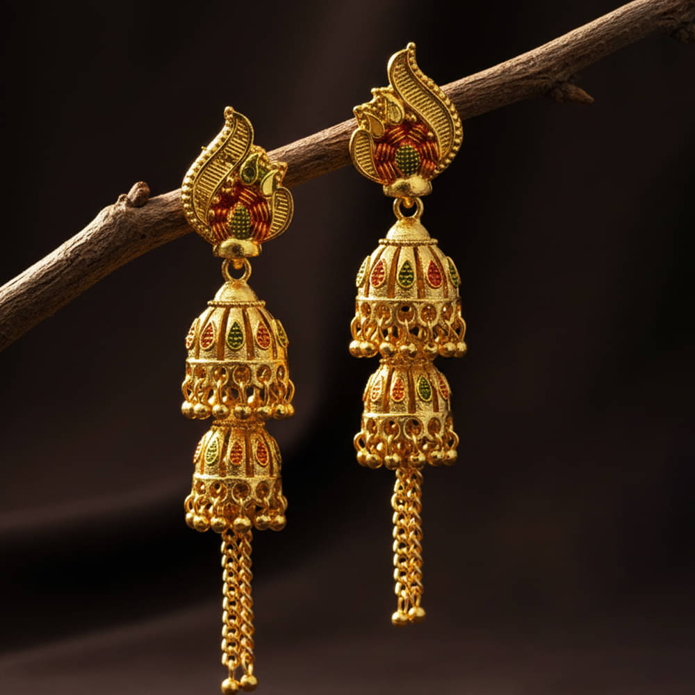     			Style Wind Golden Jhumki Earrings ( Pack of 1 )