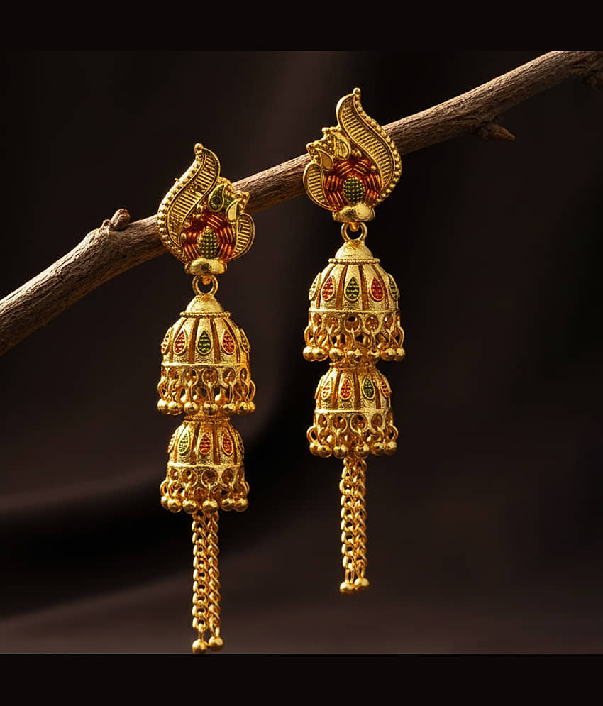 Style Wind Golden Jhumki Earrings ( Pack of 1 ) - Earrings | Buy online on ZillyBuy