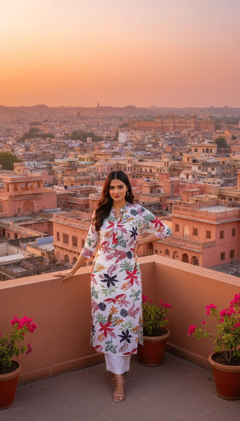 Sufiana Women Cotton Printed A-line Kurti ( Multicolor1 )     			Sufiana Women Cotton Printed A-line Kurti ( Multicolor1 )