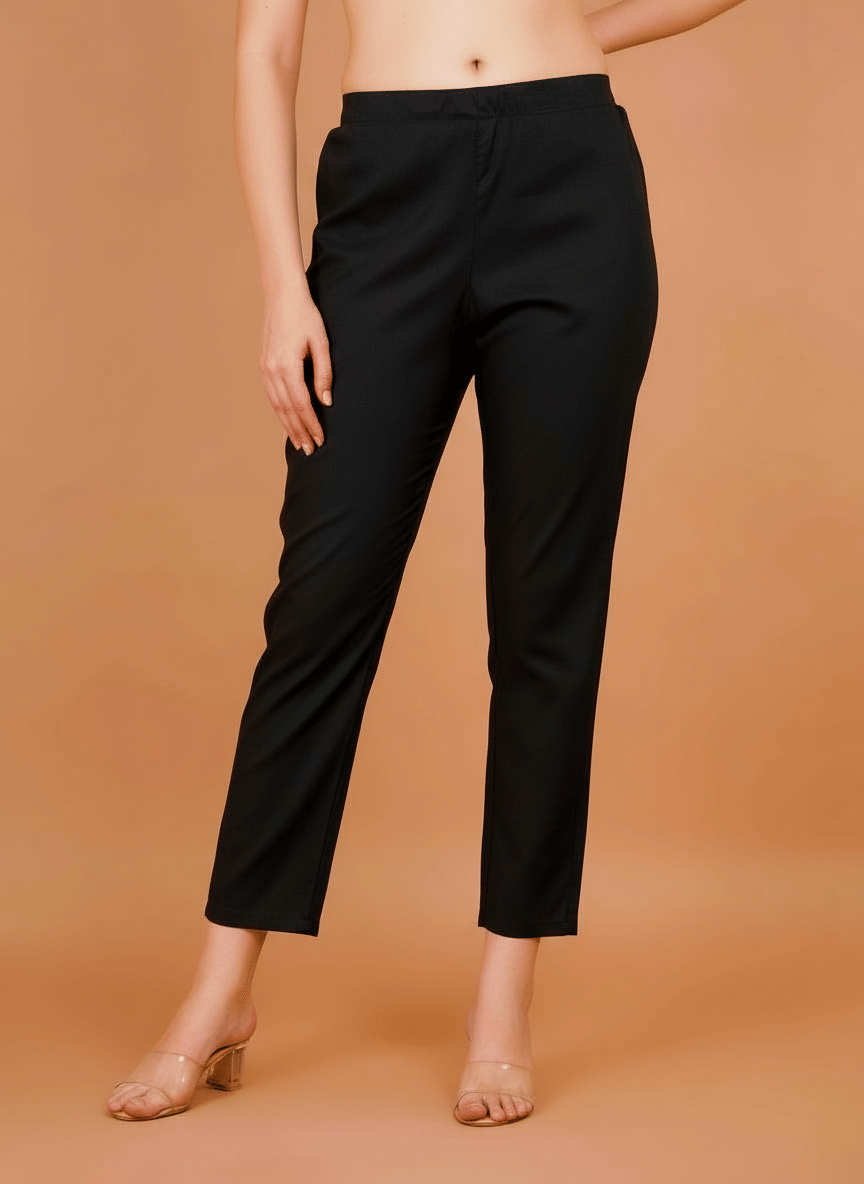     			Sufiana Women Rayon Formal Trousers ( Black )