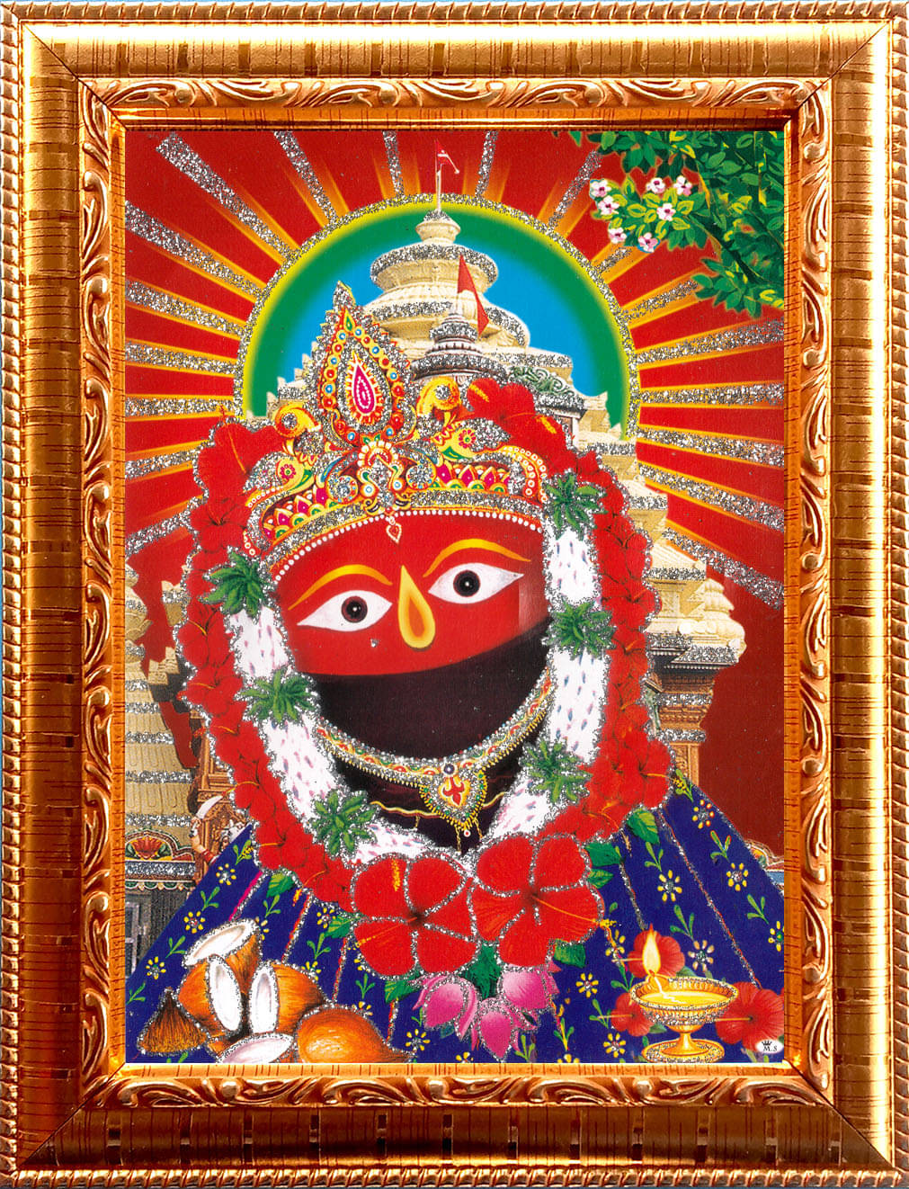 TARINI MATA Golden Photo Frame with 6.75 inch (Width) x 8.75 inch (Length) inch Photo fitted With Wall Hanging Mount     			TARINI MATA Golden Photo Frame with 6.75 inch (Width) x 8.75 inch (Length) inch Photo fitted With Wall Hanging Mount