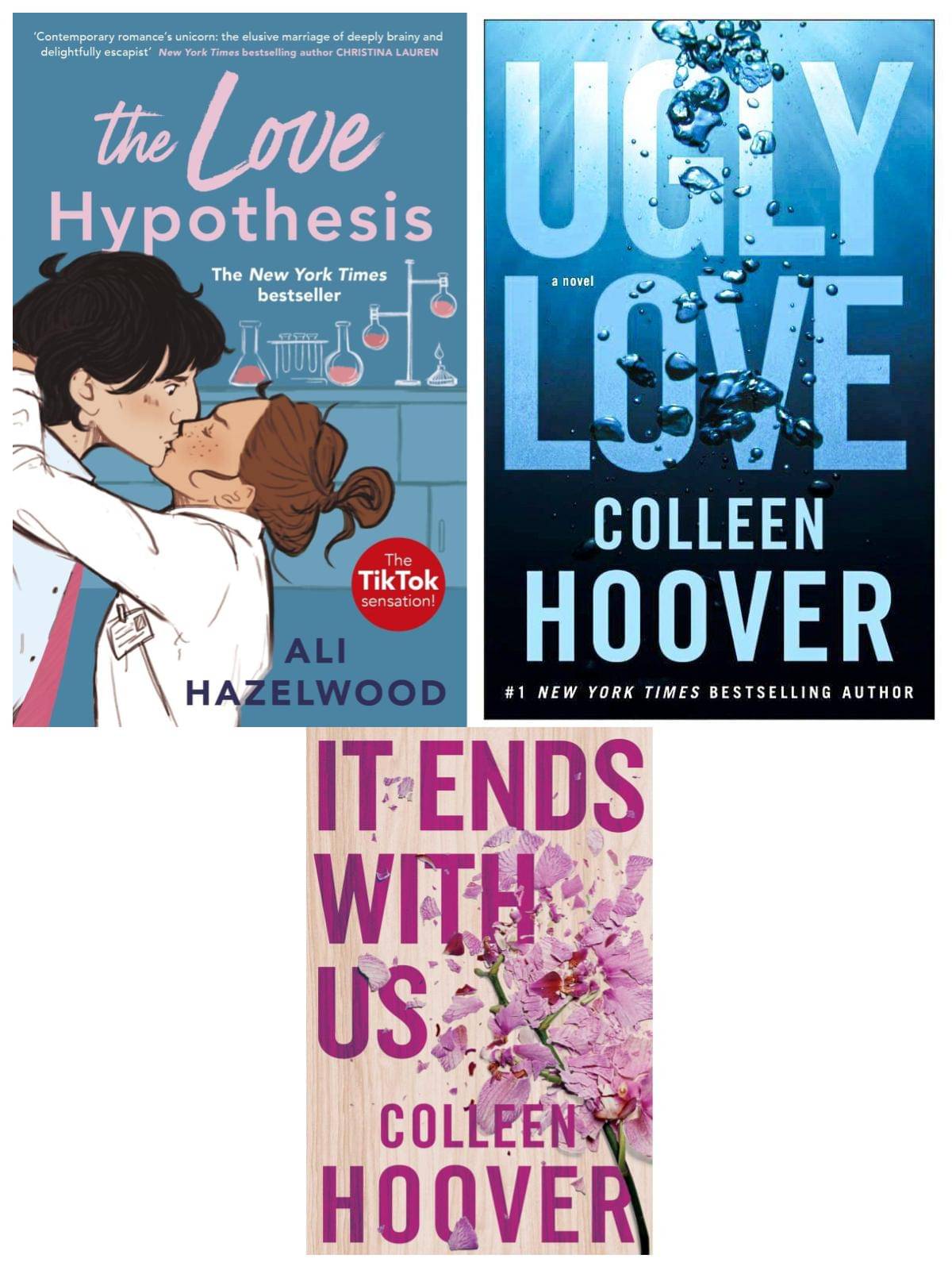 THE LOVE HYPOTHESIS + UGLY LOVE + IT ENDS WITH US  ( 3 Books Combo )     			THE LOVE HYPOTHESIS + UGLY LOVE + IT ENDS WITH US  ( 3 Books Combo )