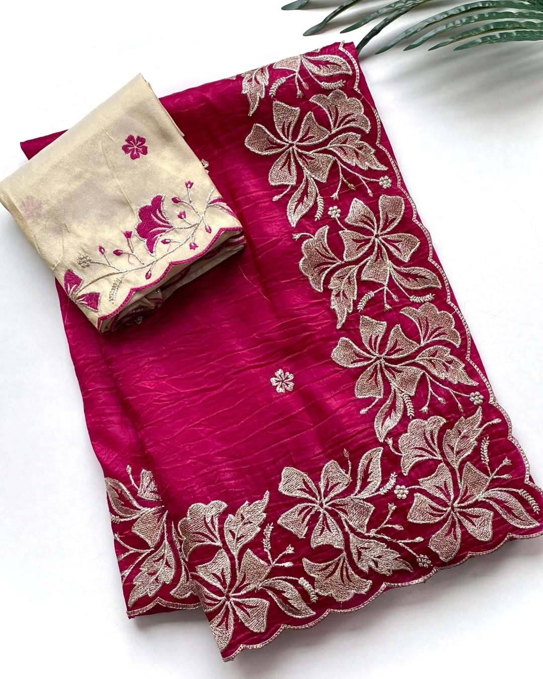 THE STYLE CLUB Georgette Embroidered Regular Saree With Unstitched Blouse Piece ( Pink ) THE STYLE CLUB Georgette Embroidered Regular Saree With Unstitched Blouse Piece ( Pink )